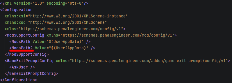 Added knowingly invalid tag <code><ModsPath2></code>…